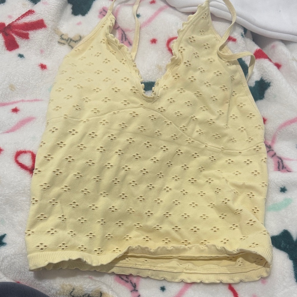FP Movement by Free People Yellow Eyelet Camisole